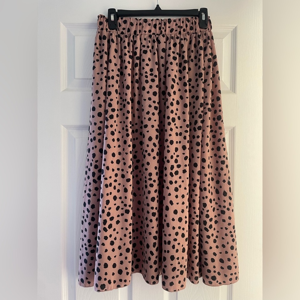 SHEIN Pink and Black Spotted A-Line Skirt